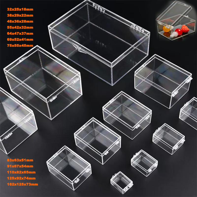 Mini Box Square Cube Clear PC Small Boxes Storage Compartment Plastic PC Box
