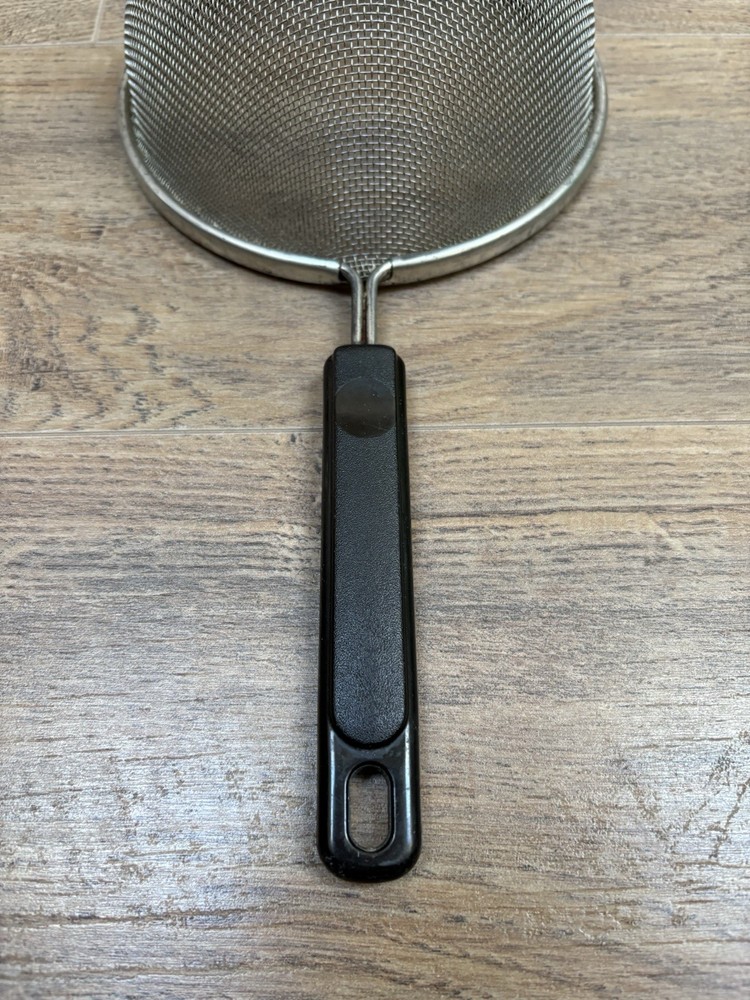 Vintage Mesh Strainer Sifter Stainless Steel Plastic Handle Rustic Kitchen