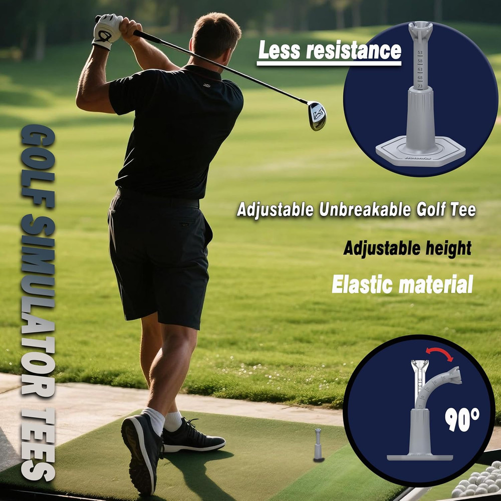 Adjustable Driving Range Golf Tee，Rubber Golf Simulator Tees for Mats，Indoor Gol