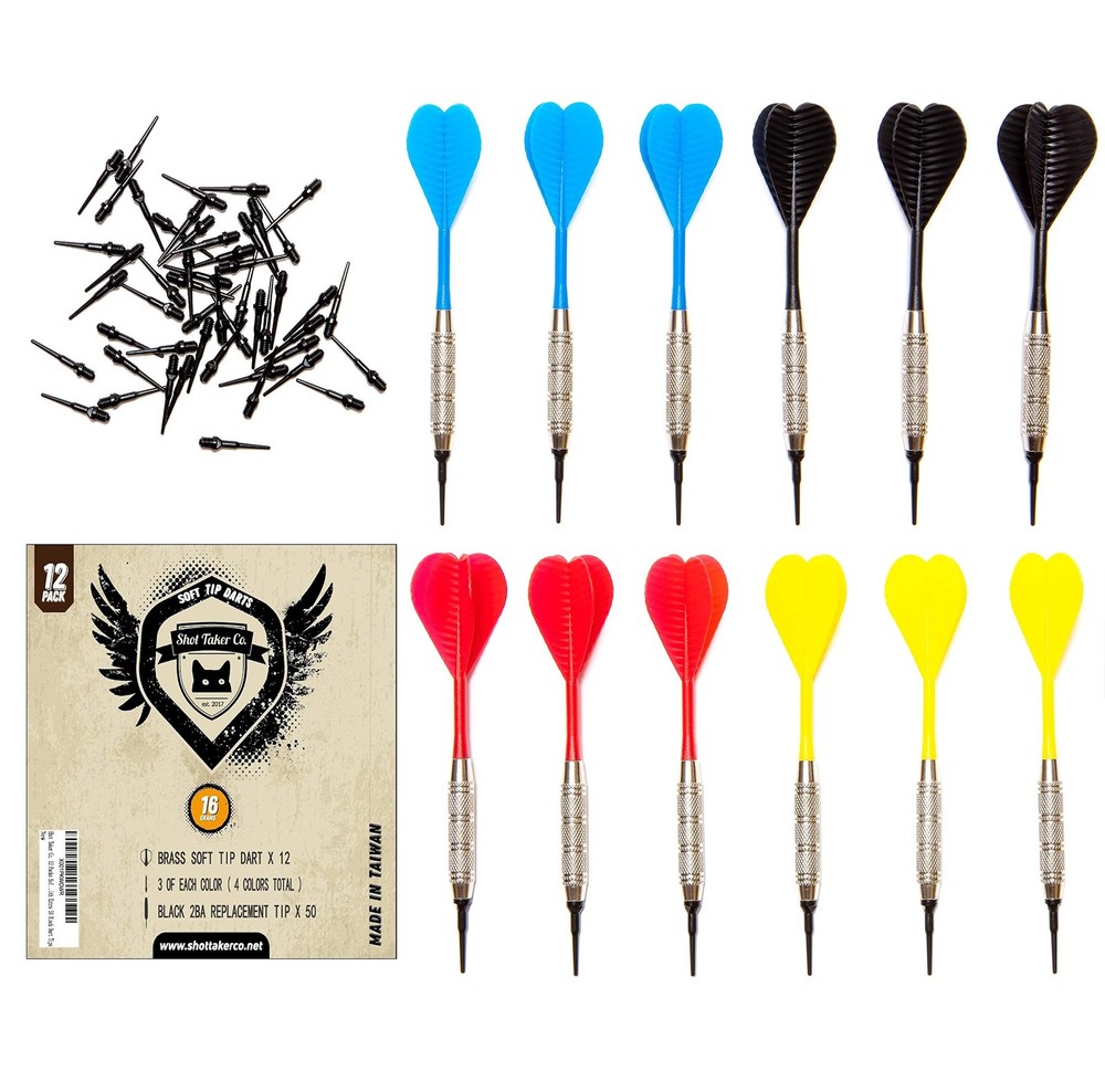 SHOT TAKER CO. EST. 2017 Soft Tip Darts Set 12pc Bar Set 50 Black 2BA Tips 3 of