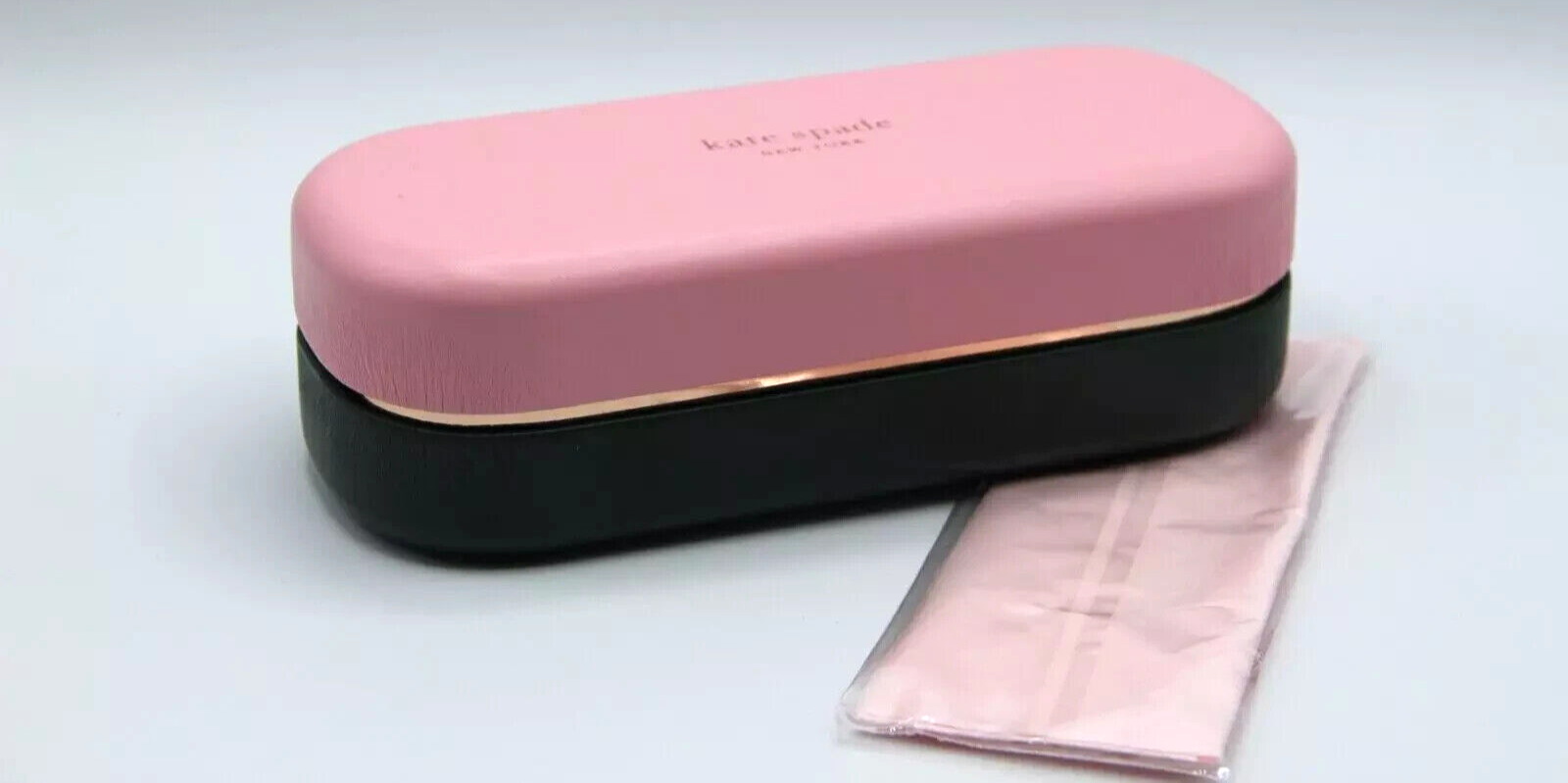 NEW KATE SPADE HARD LARGE PINK GREEN CLAMSHELL CASE EYEGLASSES EYEGLASSES CLOTH