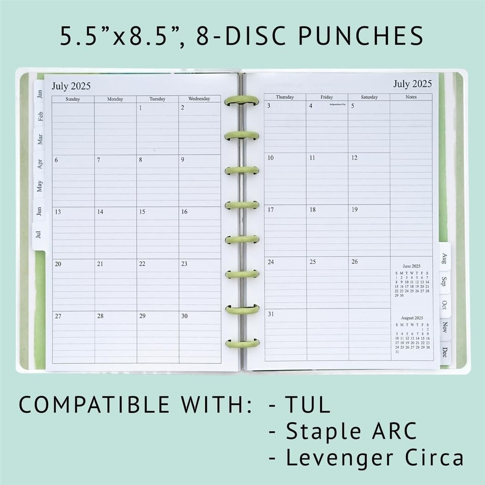 2026 Monthly Planner Refill for 8-Discbound Notebook, Two Pages Per Mont...