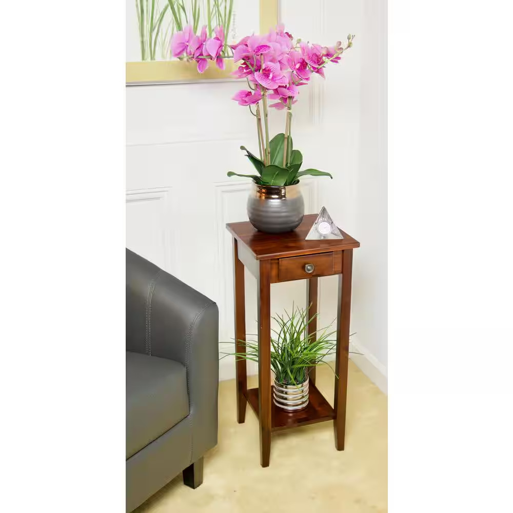 Solid Acacia Wood 27 In. Mahogany Plant Table