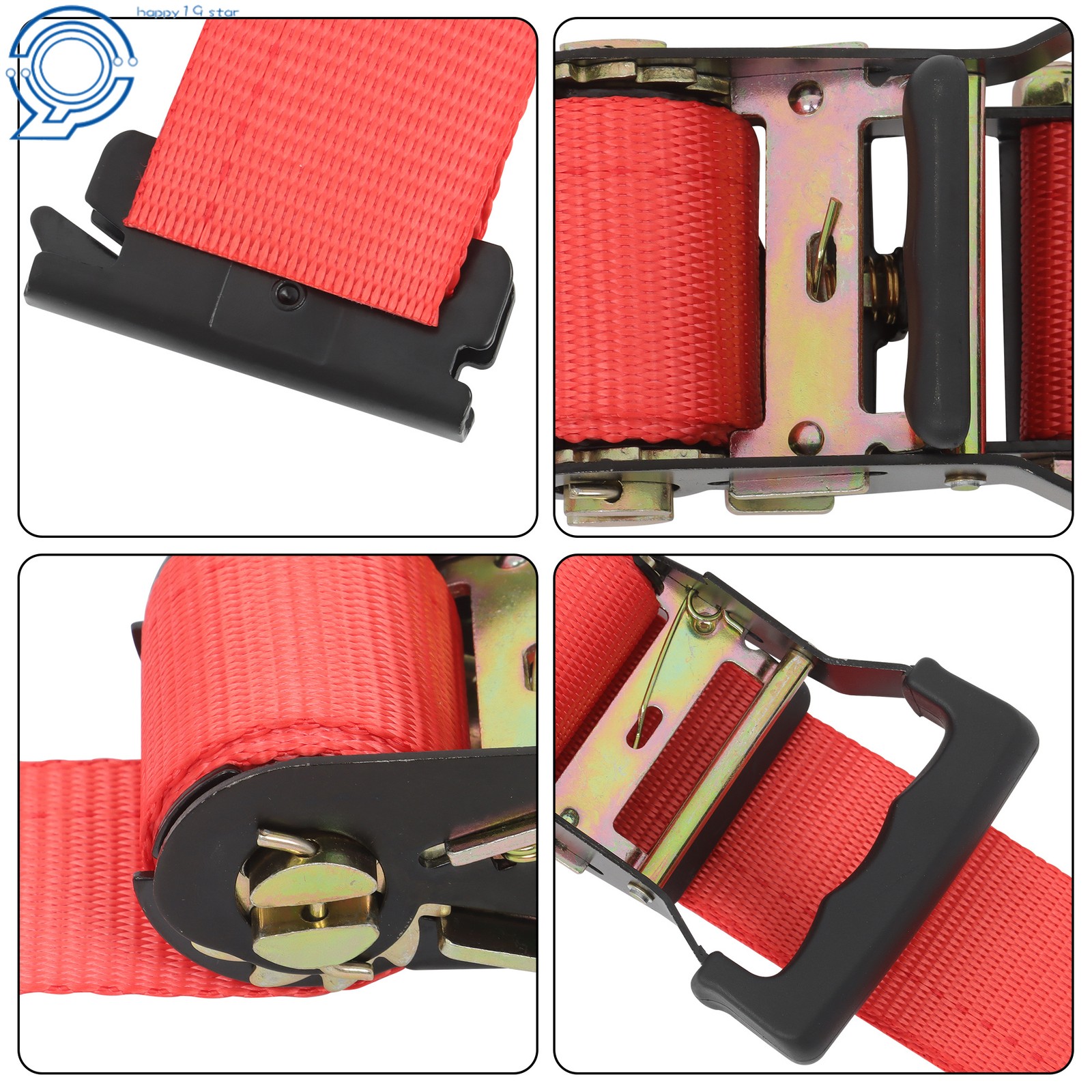 Wheel Chock Tie Down Kit Tire Ratchet Straps Wheel Chocks Red For ATV UTV