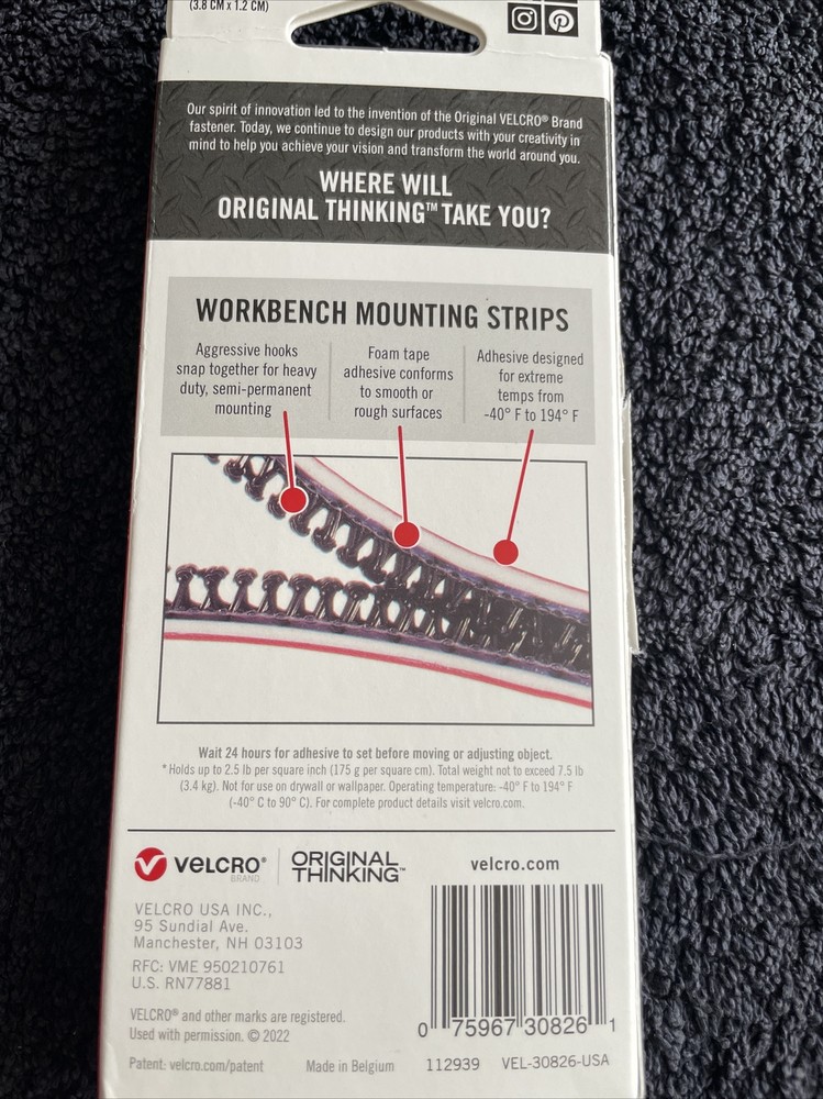 Velcro Workbench Mounting Strips Stick and Mount