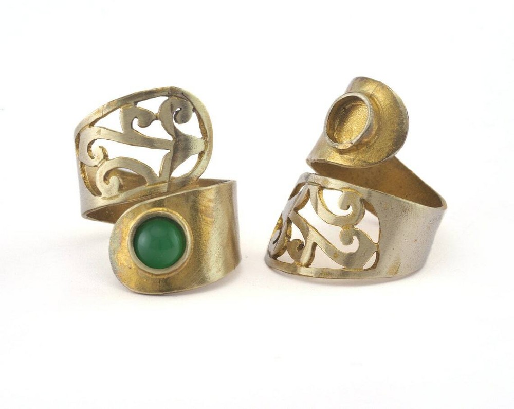 Ring Adjustable Ring Bezel - Raw brass (18mm 7.5US inner size - Adjustable 2839