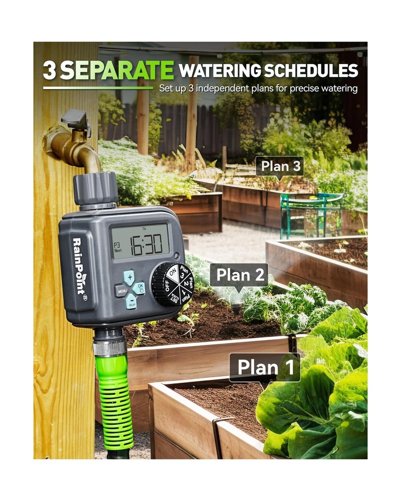 RAINPOINT Sprinkler Timer with 3 Independent Programs, Hose Timer w... Fast Ship