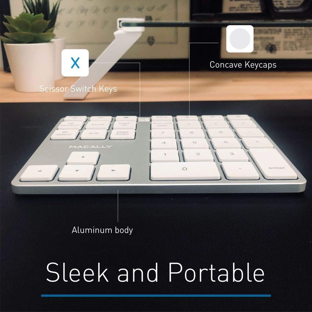 Macally Wireless Number Pad for Mac & PC and a Wireless Bluetooth Mouse, Work...