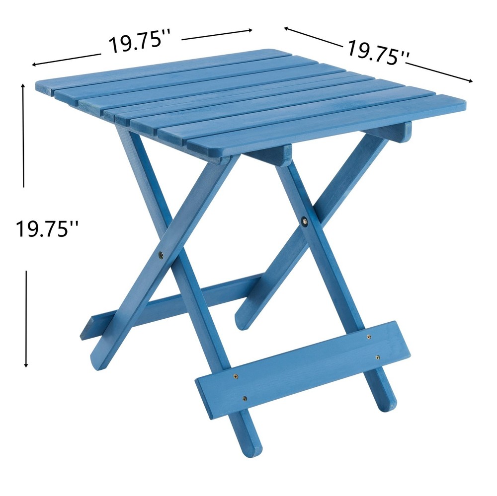 Folding Wood Patio Side Table Fully Assembled Square Outdoor End Table Backyard