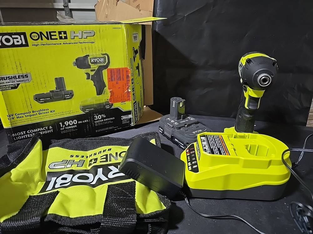 Ryobi ONE+ 18V Compact Brushless 1/4" Hex Impact Driver Kit