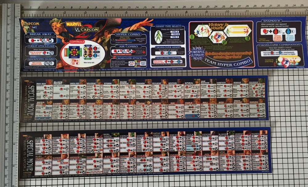 Marvel Vs Capcom 2 Arcade Moves List/Instruction Sheet Stickers