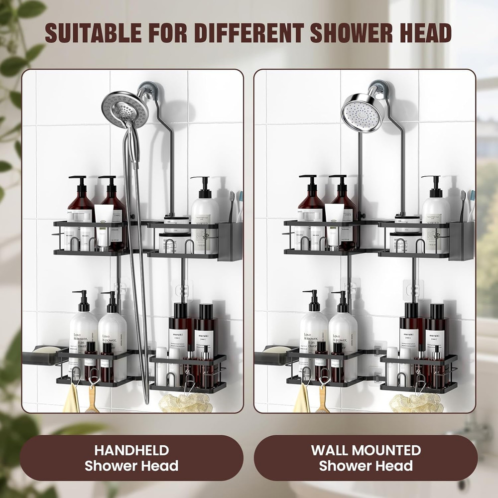 Adjustable Shower Caddy Hanging Rustproof Shower Caddy for Handheld Showerheads,