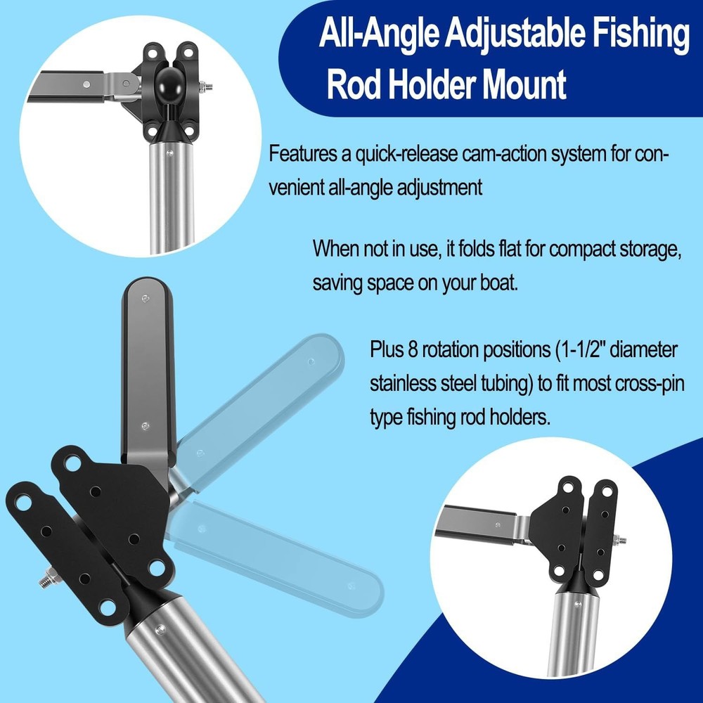 Adjustable Fish Rod Holder Grill Mount T10-355 for Magma All Rectangular Grills