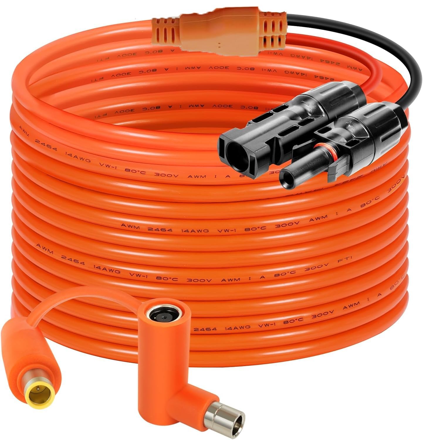 Behaunty Solar Connector to DC 8mm Adapter Cable 25FT, 12AWG + Orange