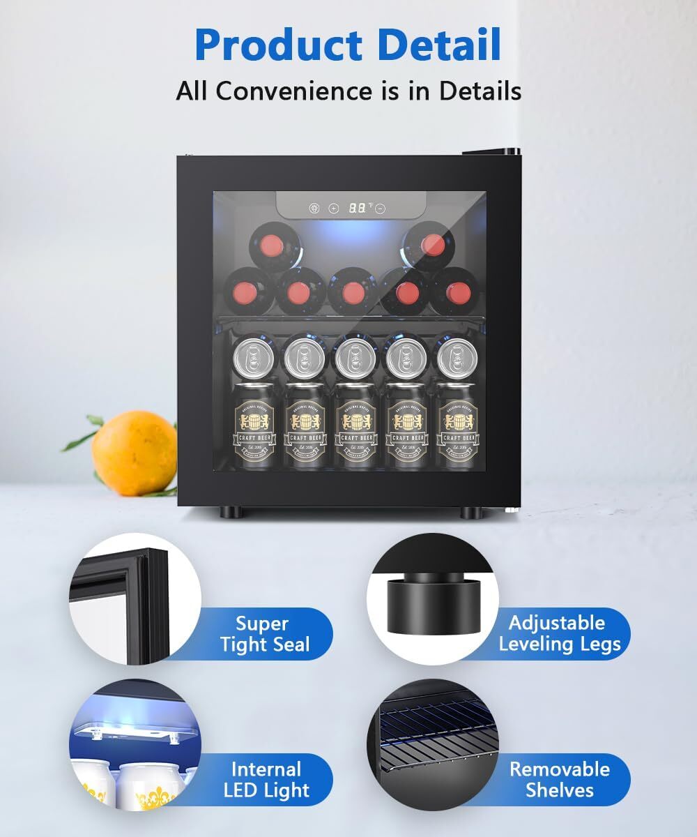 1.3/1.7/2.6/3.2 Cu.Ft Beverage Refrigerator Cooler Mini Fridge with Glass Door