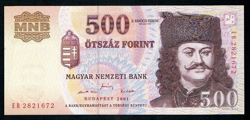 HUNGARY - 500 FORINT 2001 UNC P 188a