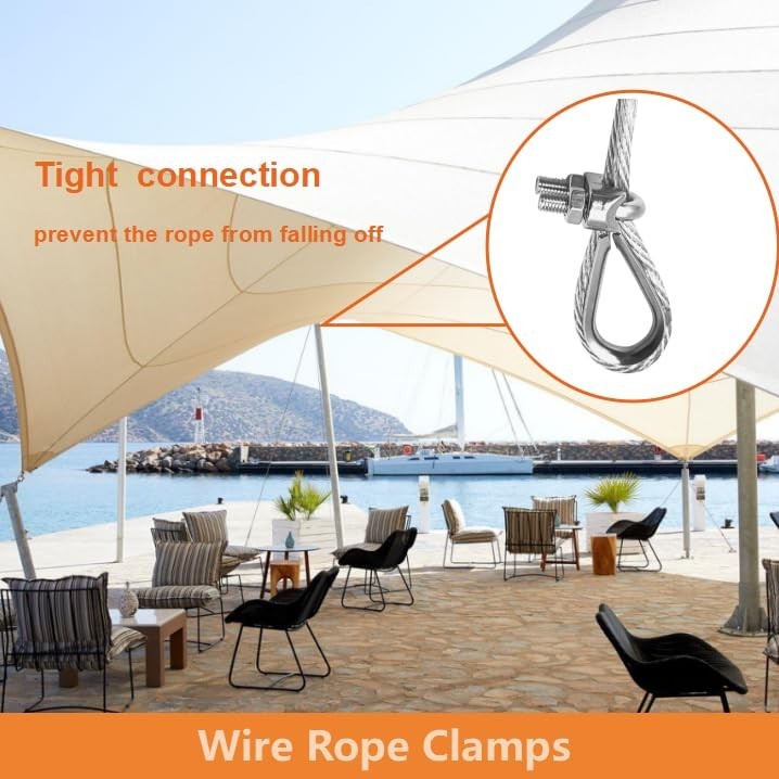 Complete 24Pcs M5 Wire Rope Clamps & 12 Thimbles for Versatile Uses & Security