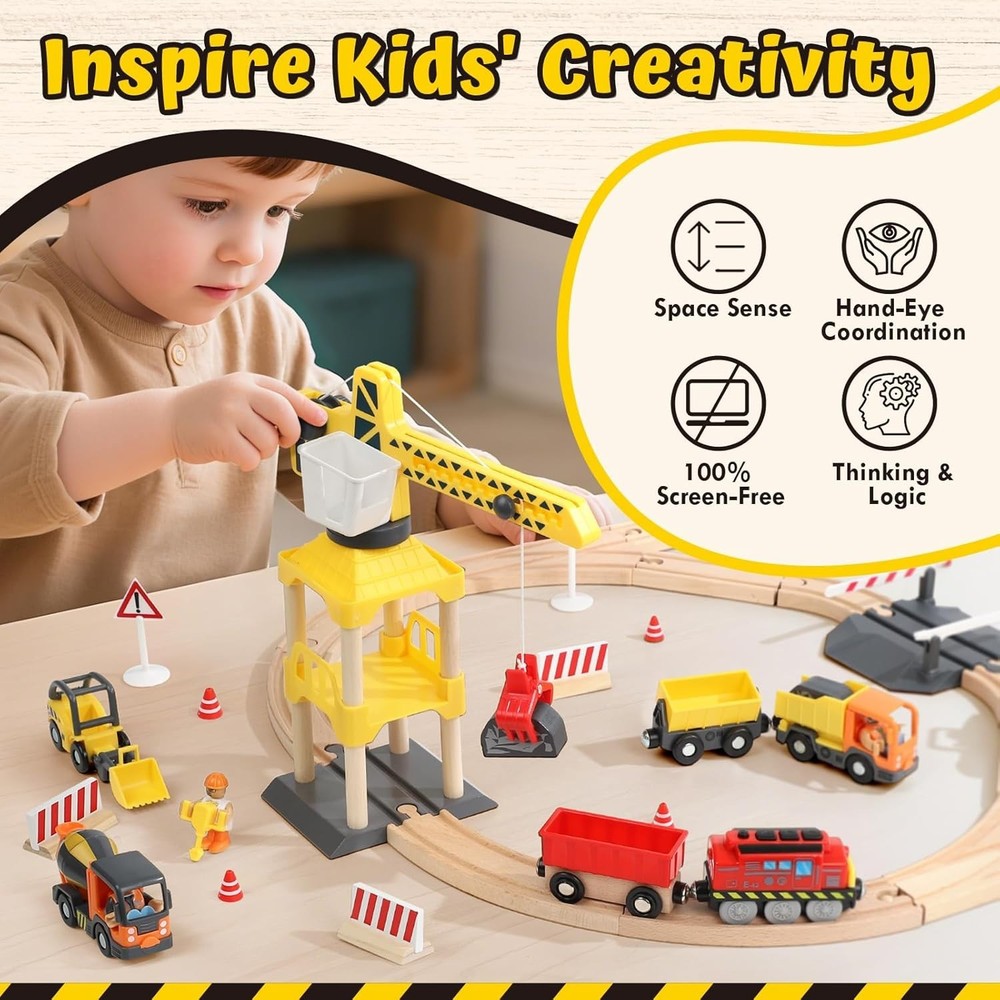 Educational Wooden Train Set for Ages 2-4: Imaginative Play & Problem Solving