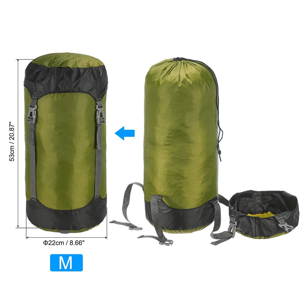 Compression Stuff Sack, 15L M Size Waterproof Sleeping Bag, Dark Green