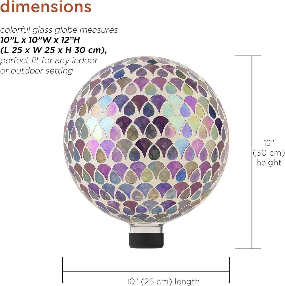Outdoor Glass Gazing Globe 10" - Stunning Multicolor Teardrop Pattern