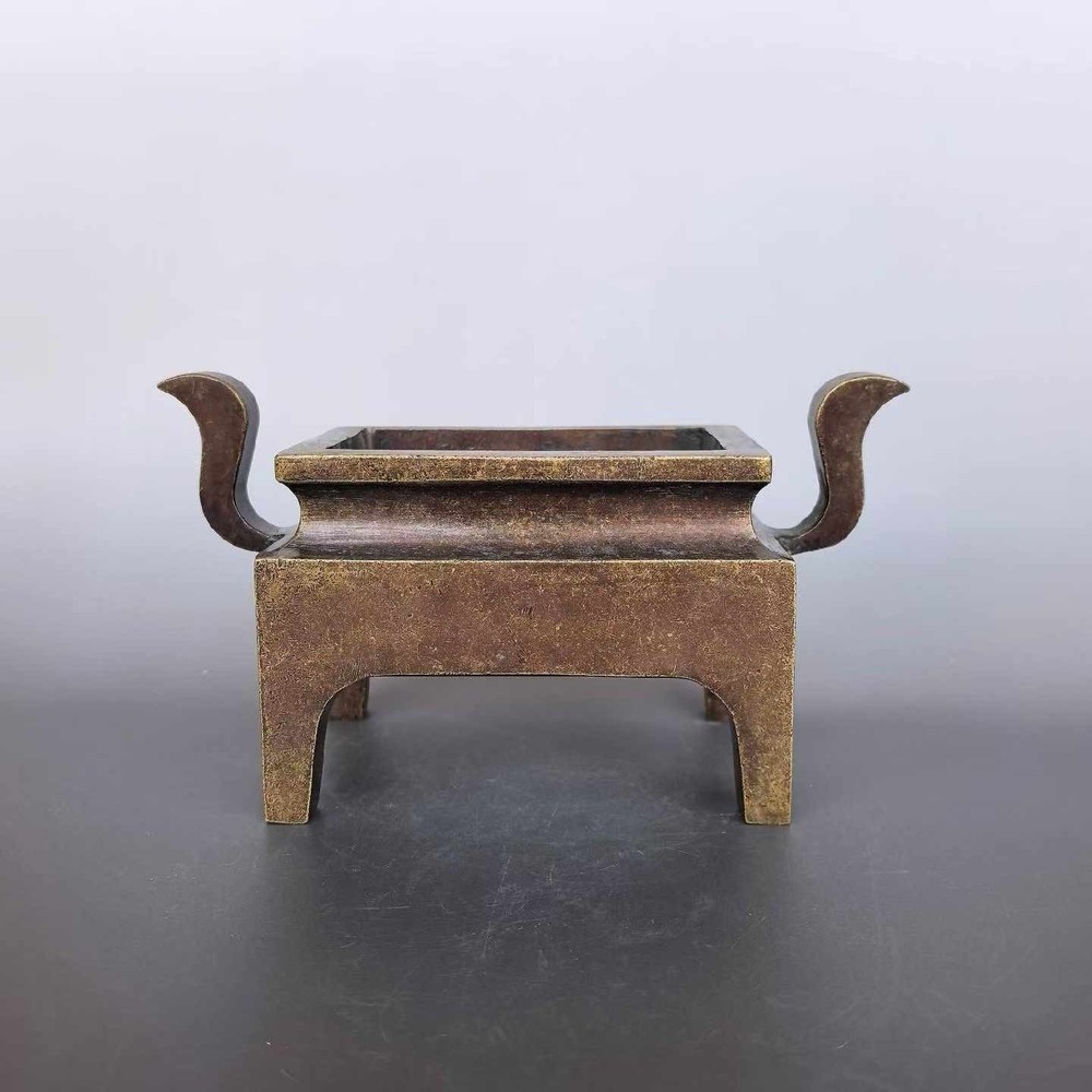 Pure Copper Imitation Purple Copper Rectangular Curved Ear Incense Burner