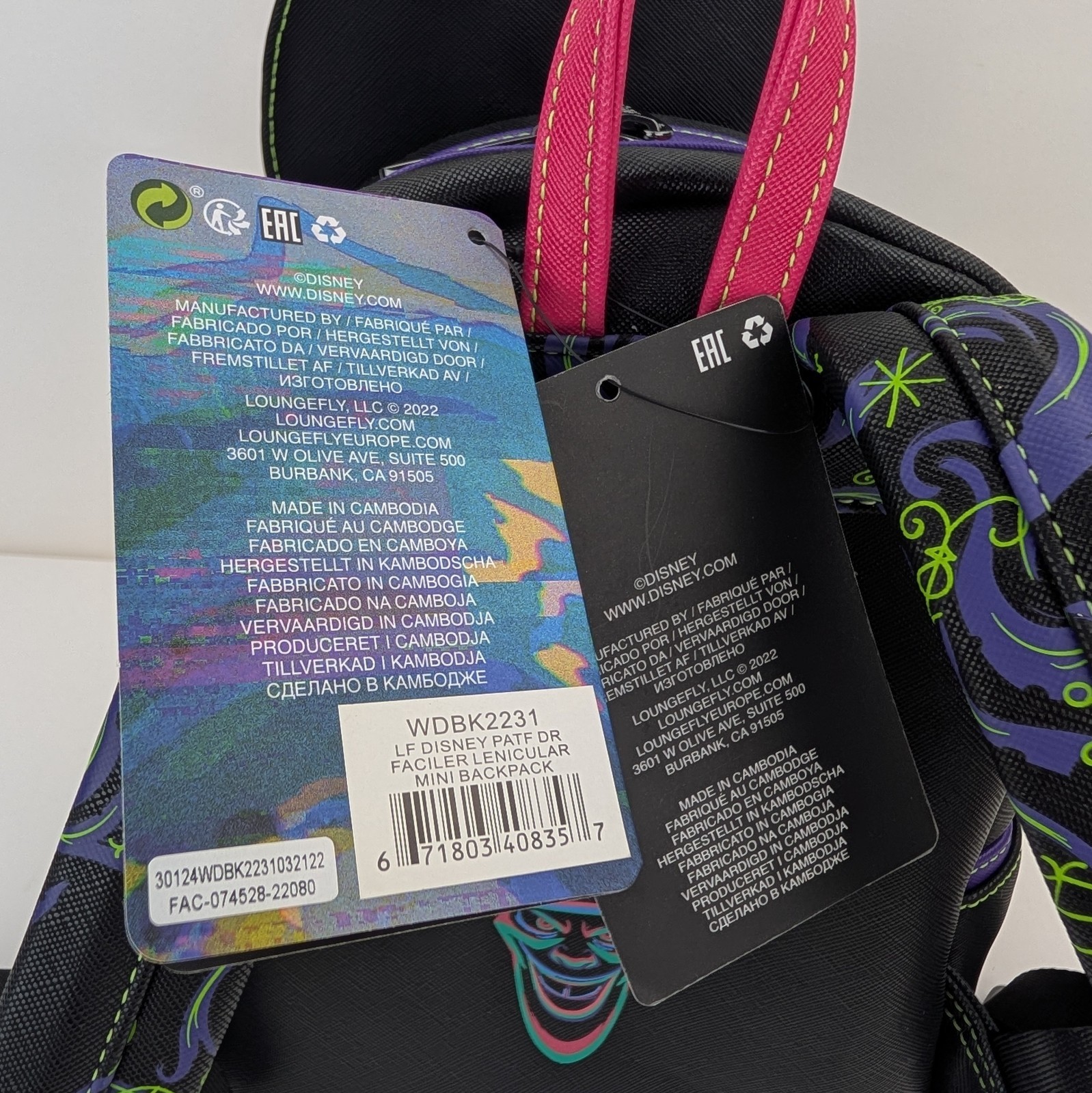 Loungefly Disney Dr Facilier Villains Mini Backpack Glow Lenticular Tarot NWT