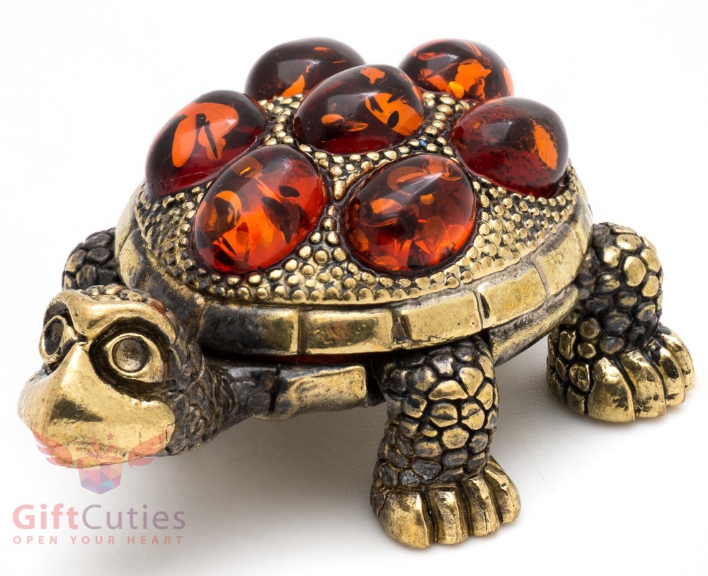 Solid Brass Amber Figurine fastest Tortoise Turtle talisman Totem IronWork
