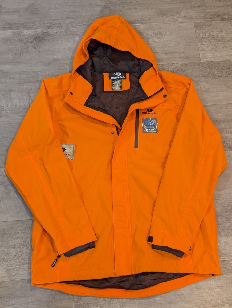 Mossy Oak Orange Waterproof Camo Hunting Jacket Size Medium