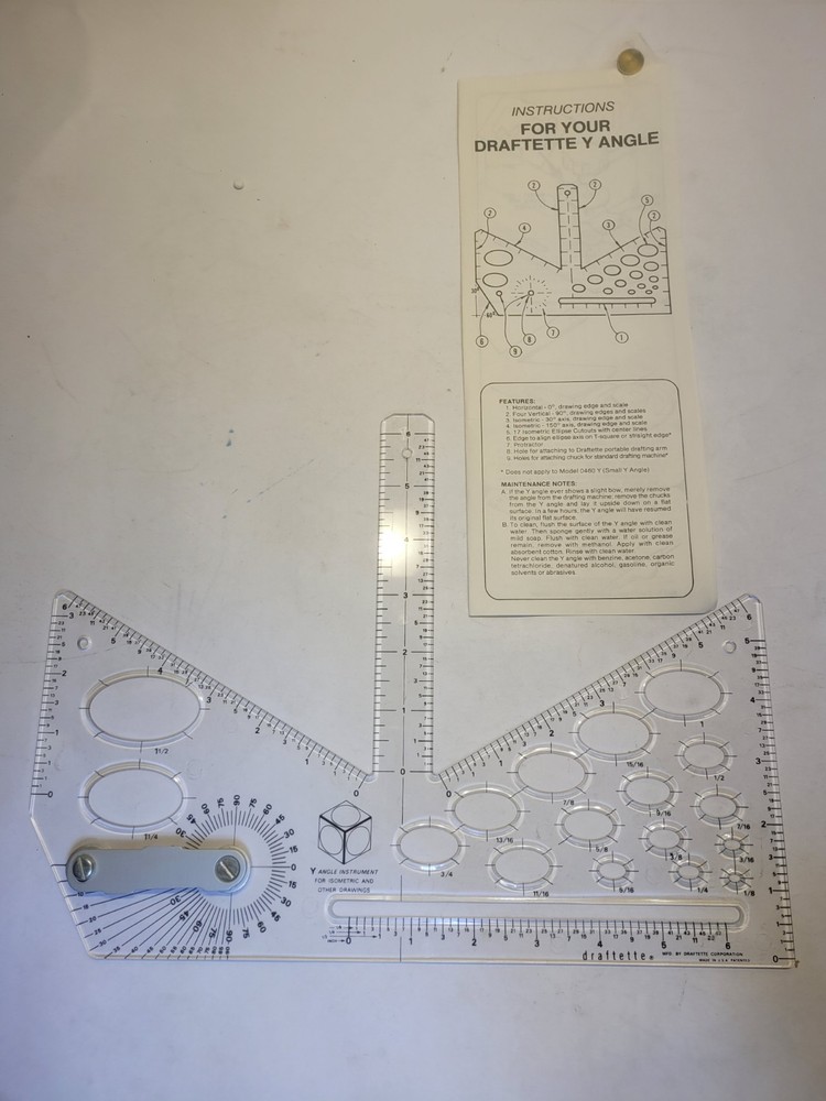 Draftette Y Angle Multipurpose Drafting Angle Measuring Tool Ruler