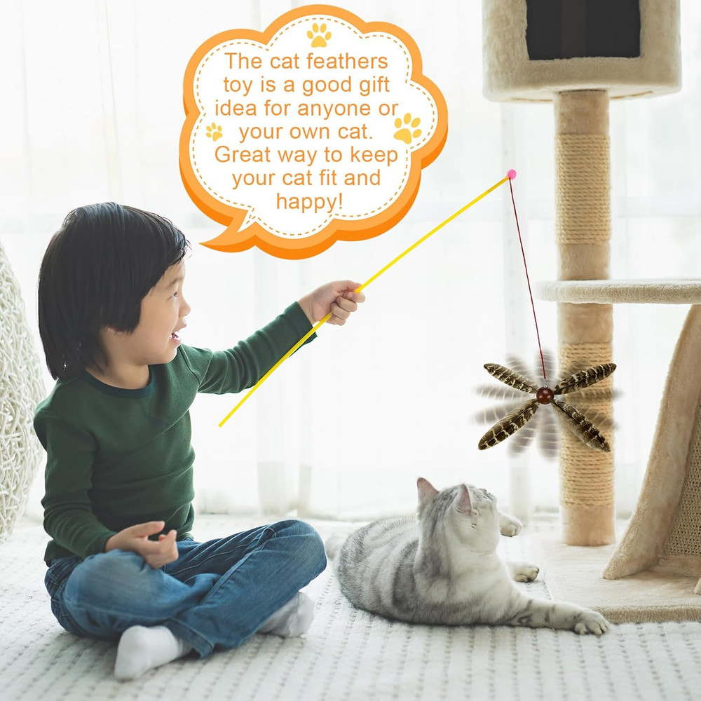 8 Pcs Cat Feather Propeller Refills Propeller Interactive Cat Toy Refills Kitten