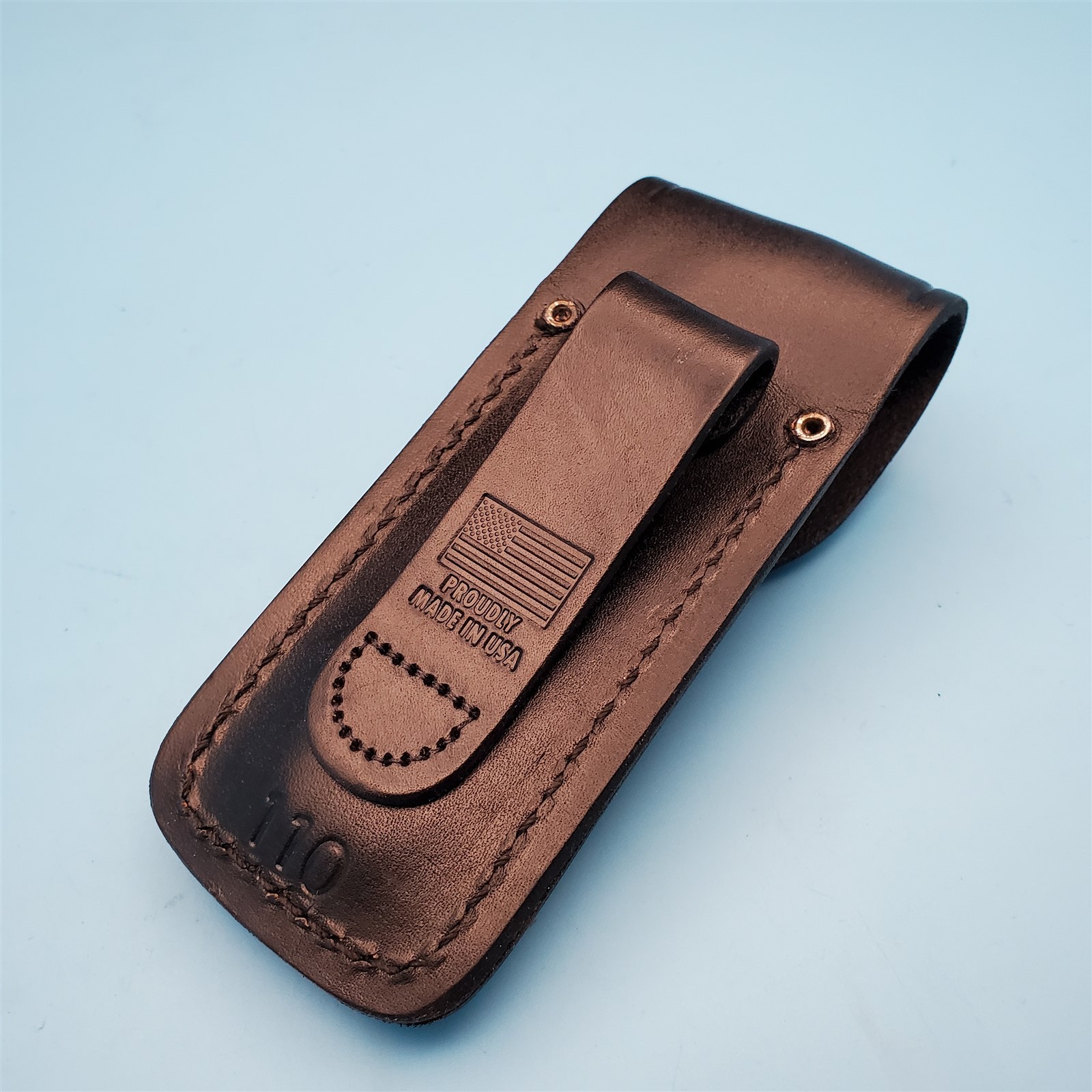 Vintage Buck 110 Pocket Knife Sheath Black Leather Folding Blade Hunter Case 5"