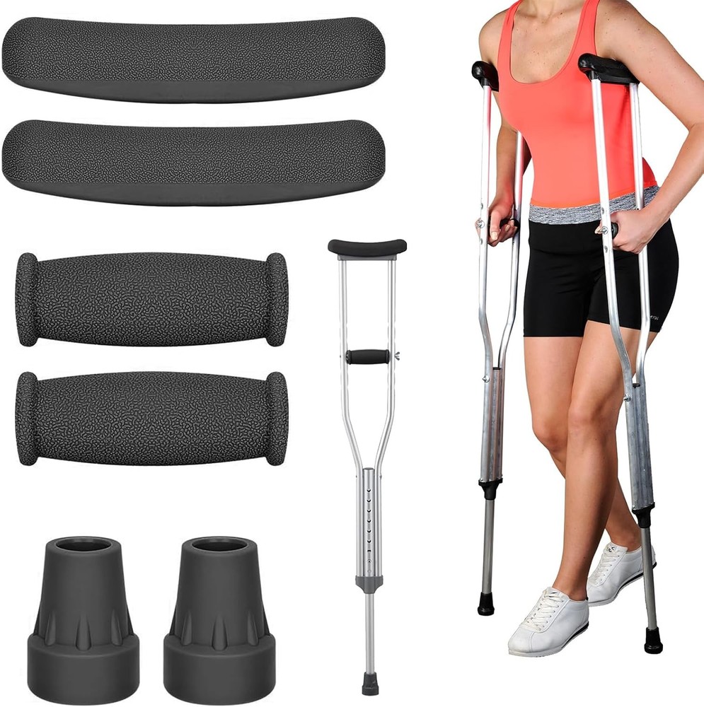Replacement Crutch Pads, 6 Pcs Accessory Black