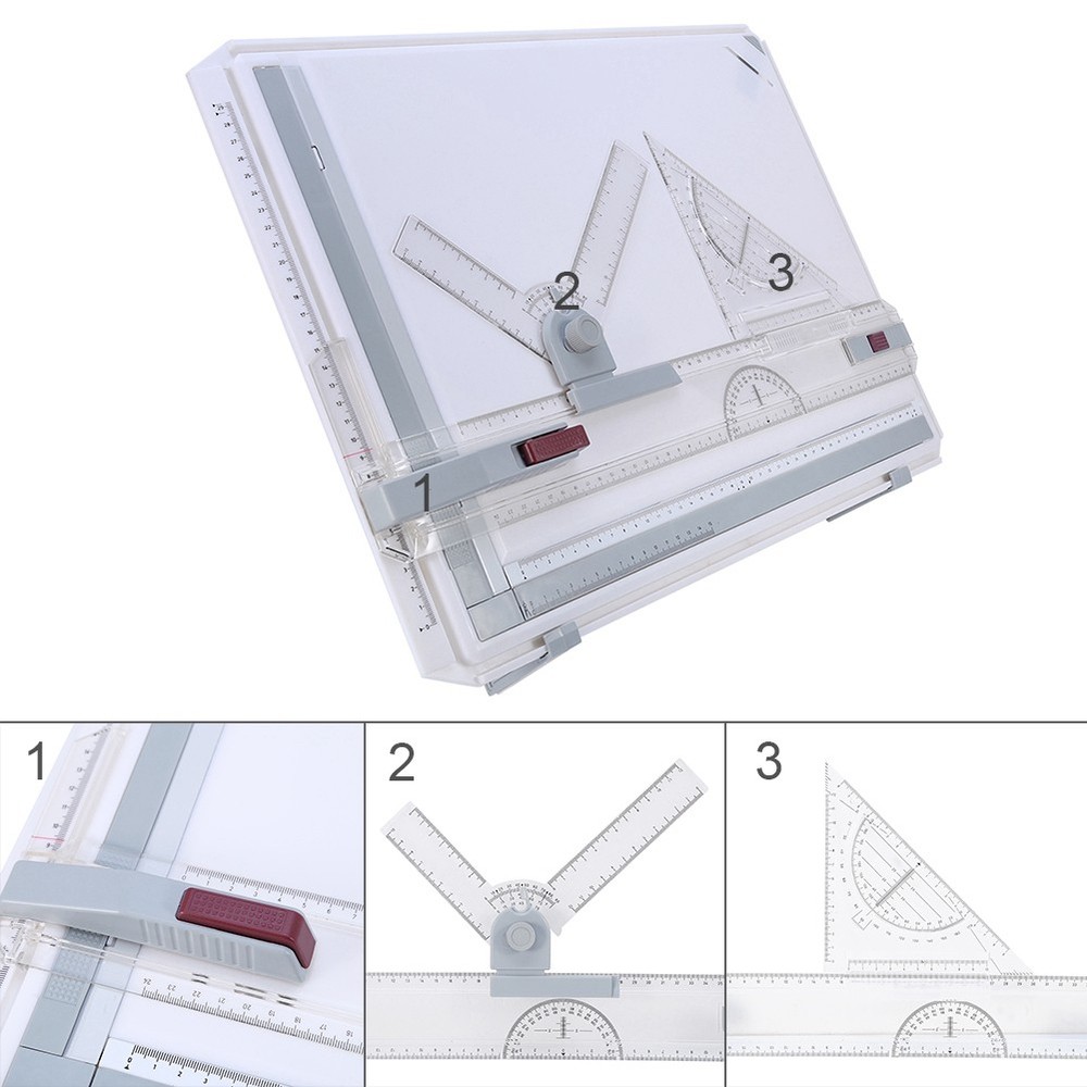 Multifunctional A3 Drawing Board Table With Adjustable Angle Rulers