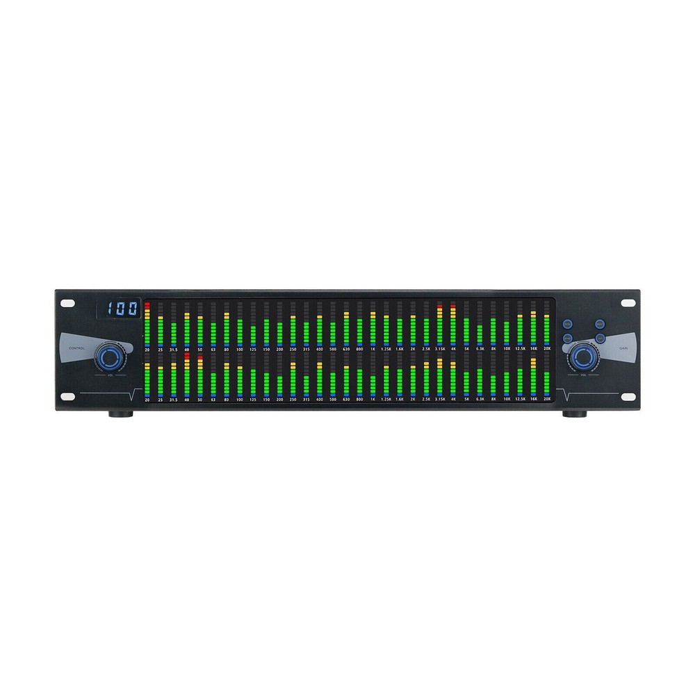 Professional Graphics Equalizer Audio Processor Dual 31-Band Spectrum Display Bg
