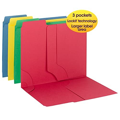 3-in-1 SuperTab Section Folder, 1/3-Cut Oversized Tab, Letter Size, Assorted