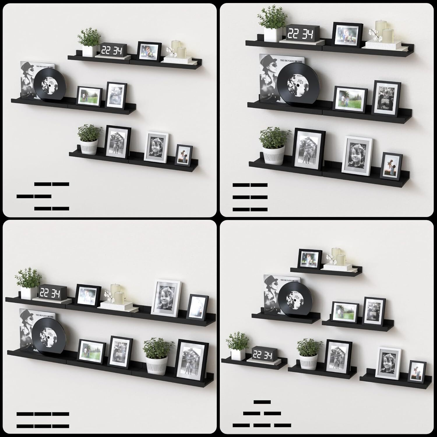 6 Pack Floating Wall Shelves, Display Shelves for Home Decoration