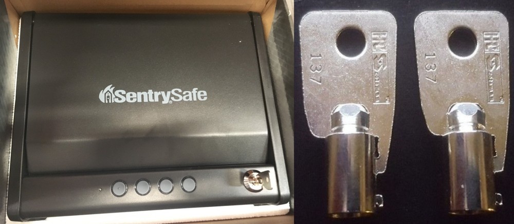 GC54 2 NEW KEYS Sentry Pistol Safe Code: GC054 Handgun Key Models QAP1E & QAP1BE