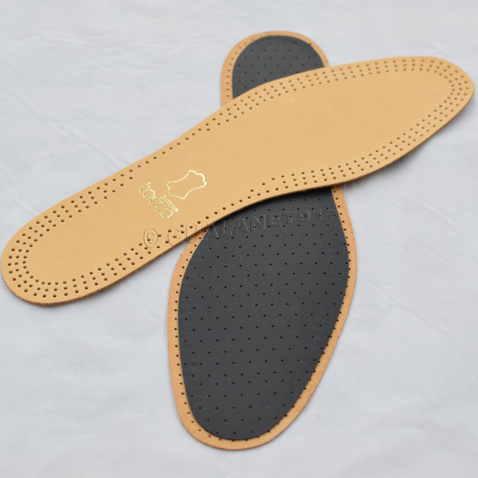 Taco 613 Luxus Comfort Leather Insoles Black / Tan Flat Shoe Inserts - ORIGINAL