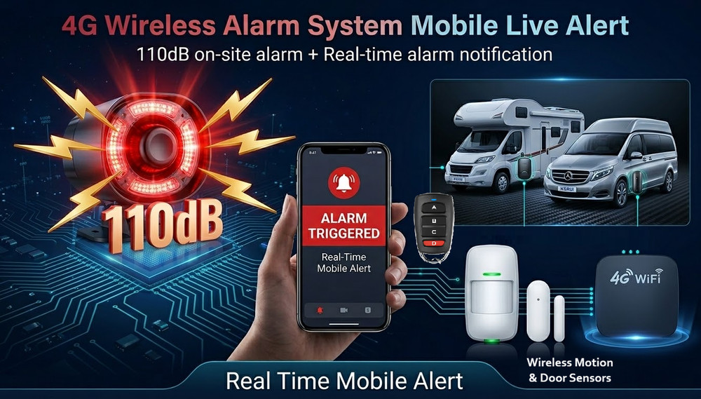 Motorhome Caravan Remote Alarm Security System Wireless Sensor Mobile Live Alert
