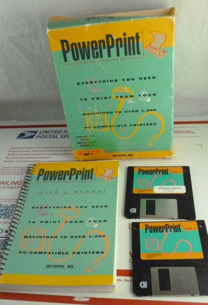 Vintage GDT PowerPrint Mac Printer Driver Software for PC Printers Version 2.5.2