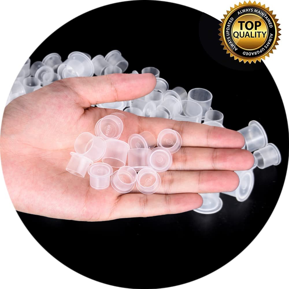 Tattoo Ink Caps With Base Disposable 1000pcs Cups Medium, Transparent