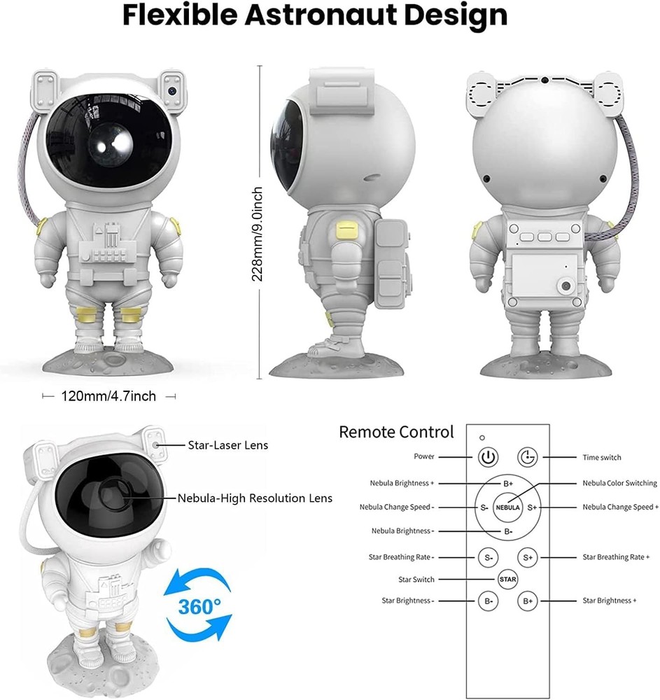 Astronaut Galaxy Projector Night Light, Star Projector Galaxy Night Light, St...