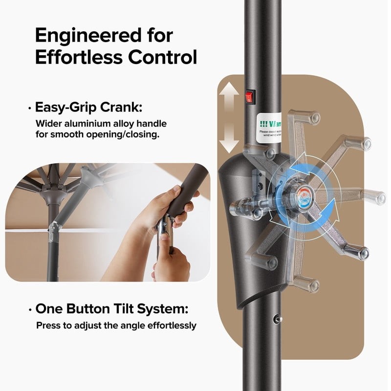 10 FT 3-Layer Solar Patio Umbrella, 32 LED Lights Market Umbrella