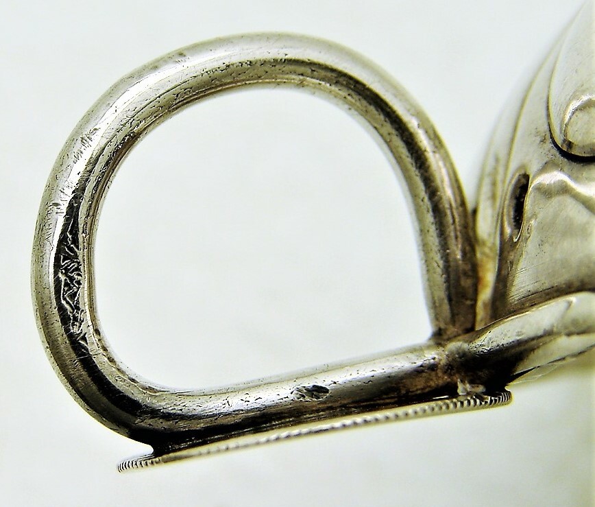 Hand Hammered French Solid Silver Brandy Wine Taster with Ring Handle Marked