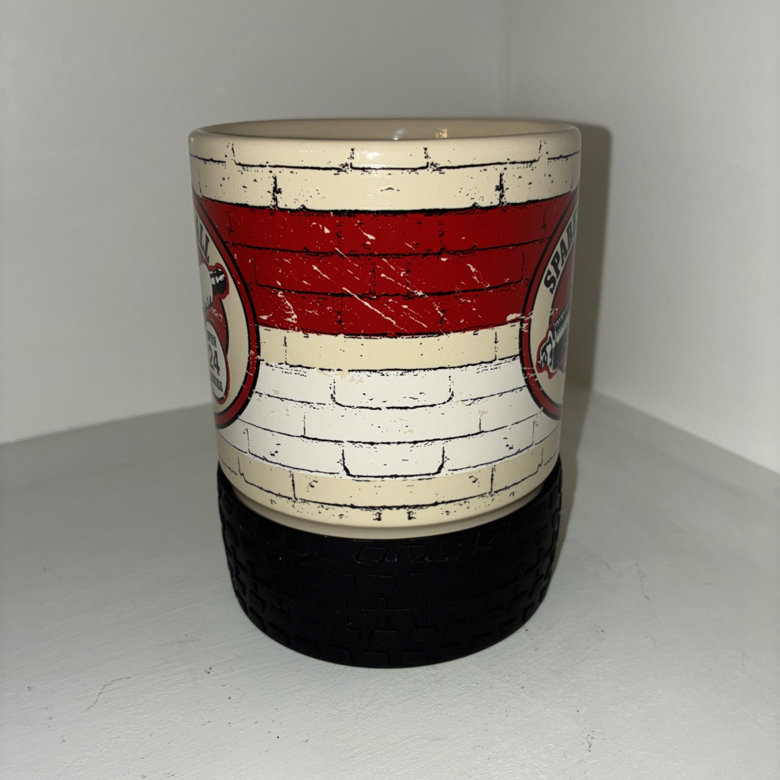 Sparky’s Fix-All Shop Large Coffee Mug Cup Rubber Tire Bottom Open 24 Hours Nice