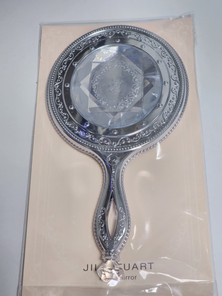 JILL STUART Hand Mirror Silver Crystal Handle Romantic Style Vanity Compact