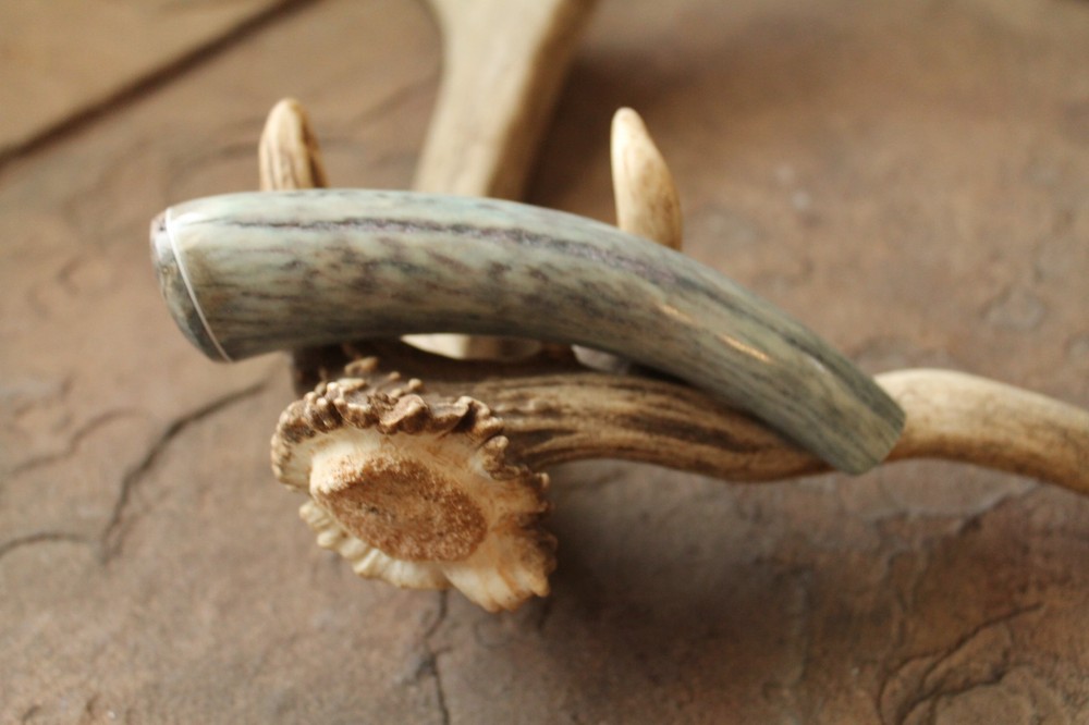 Elk antler knife handle ~ stabilized box elder burl ~ Flintknapping supply tool