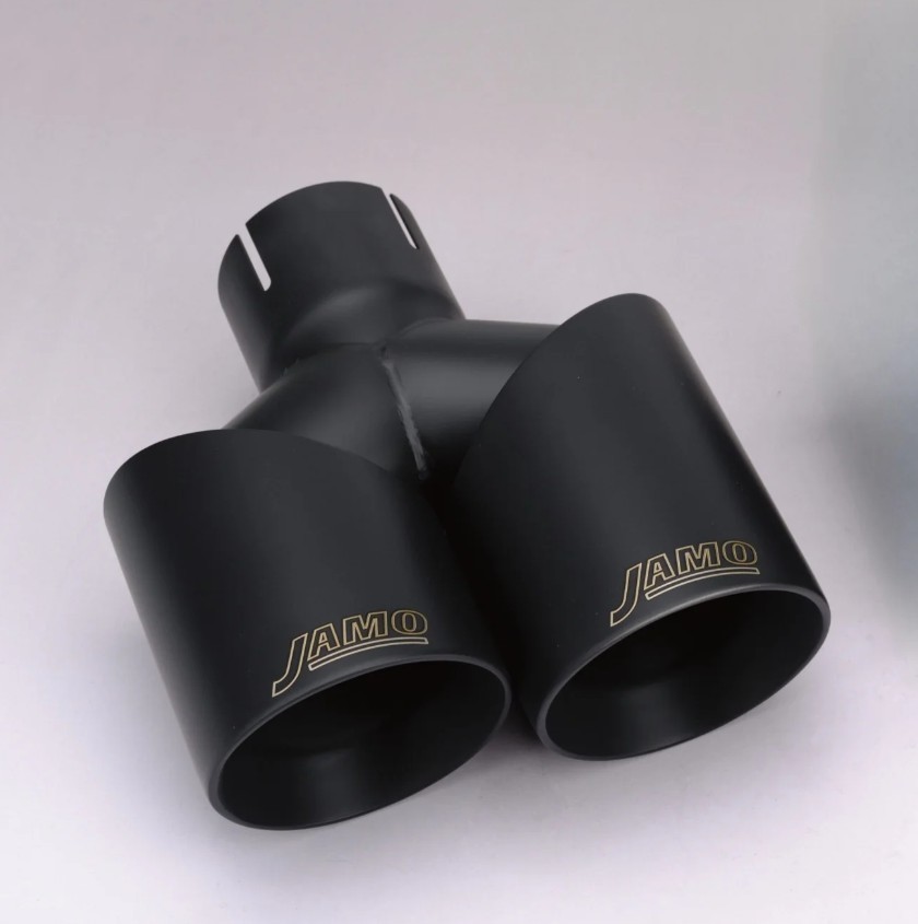 2.5" inlet 304SS Double wall Slash Cut Black Ceramic Twin 3.5" tips