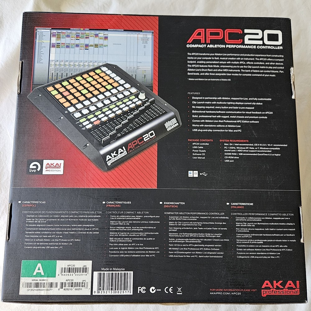 Akai APC20 Professional Compact Ableton Performance MIDI Controller MPD26 DJ Pad
