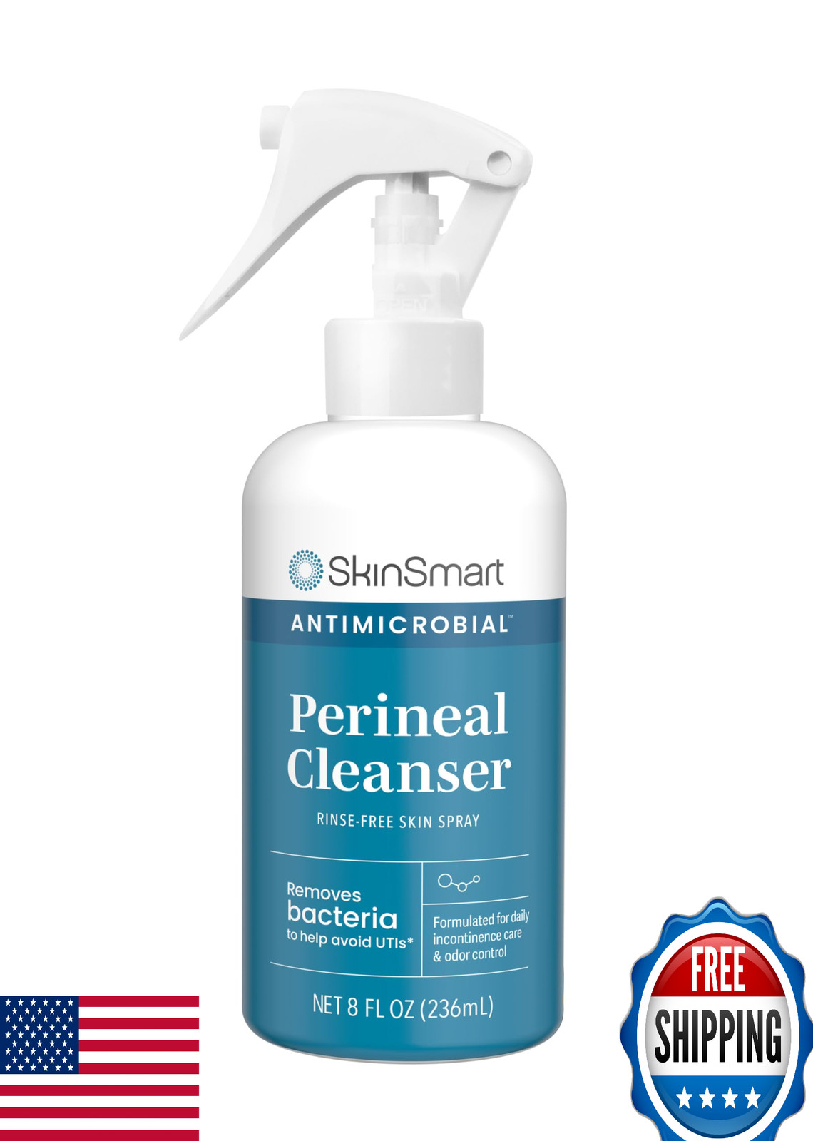 SkinSmart Antimicrobial Perineal Cleanser, Incontinence & Postpartum, 8 oz Spray